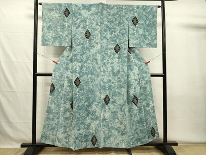 平和屋着物■上質な小紋　絞り　霞菱文　正絹　逸品　DABH5525ya