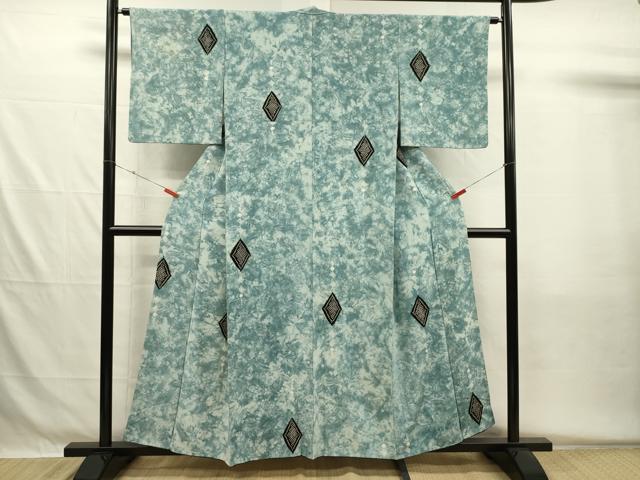 平和屋着物■上質な小紋　絞り　霞菱文　正絹　逸品　DABH5525ya