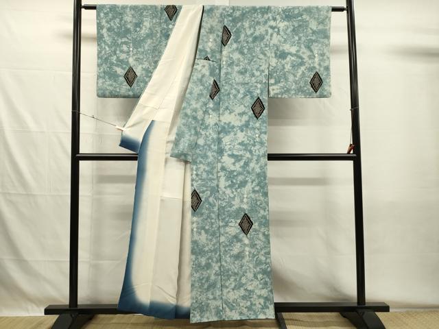 平和屋着物■上質な小紋　絞り　霞菱文　正絹　逸品　DABH5525ya