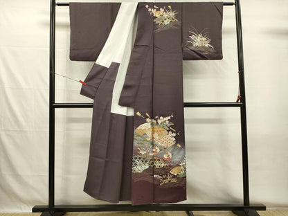 平和屋着物■訪問着　駒刺繍　地紙流水花文　鴛鴦　暈し染め　金彩　正絹　逸品　DABH5526ya