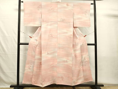 平和屋着物■上質な小紋　地紋起こし　仕覆花文　暈し染め　正絹　逸品　DABH5527ya