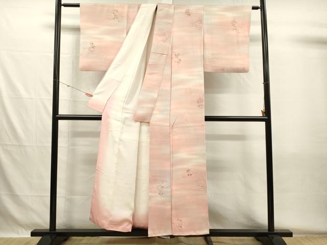 平和屋着物■上質な小紋　地紋起こし　仕覆花文　暈し染め　正絹　逸品　DABH5527ya
