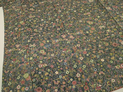 平和屋着物■上質な小紋　型染め　花鳥文　鬼しぼ縮緬　正絹　逸品　未使用　DABH5543ya