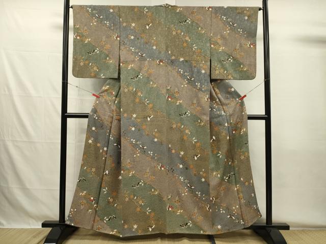 平和屋着物■上質な小紋　舞蝶花文　金彩　正絹　逸品　DABH5545ya