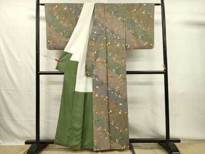 平和屋着物■上質な小紋　舞蝶花文　金彩　正絹　逸品　DABH5545ya