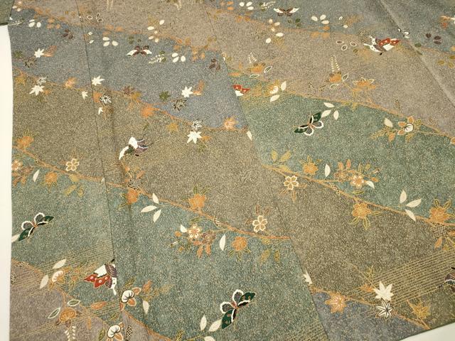 平和屋着物■上質な小紋　舞蝶花文　金彩　正絹　逸品　DABH5545ya