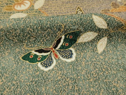 平和屋着物■上質な小紋　舞蝶花文　金彩　正絹　逸品　DABH5545ya