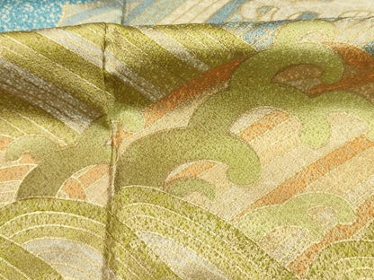平和屋着物■訪問着　立波文　たたき染め　金彩　正絹　逸品　DABH5547ya