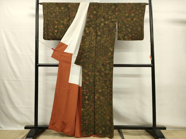 平和屋着物■訪問着　吉祥文様　鬼しぼ縮緬　正絹　逸品　DABH5548ya