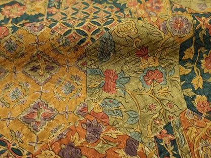 平和屋着物■上質な小紋　紬地　更紗亀甲花文　正絹　逸品　DABH5549ya