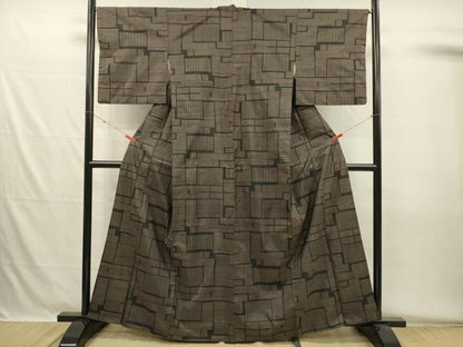 平和屋着物■本場大島紬　7マルキ　幾何学文　正絹　逸品　DABH5555ya