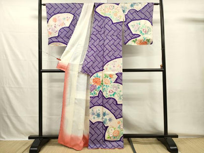 平和屋着物■訪問着　絞り　地紙花文　正絹　逸品　DABH5559ya