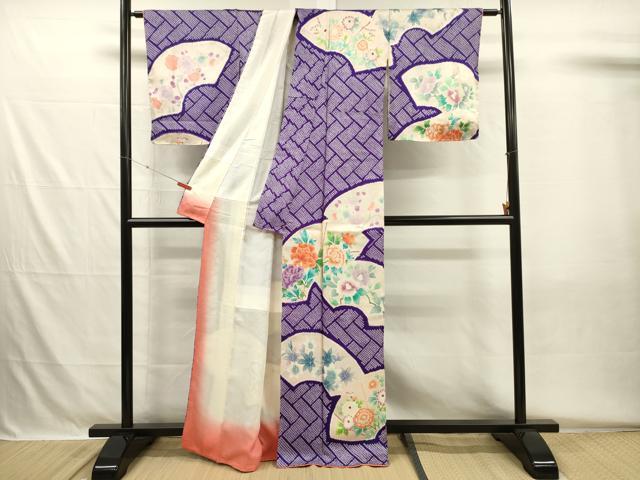 平和屋着物■訪問着　絞り　地紙花文　正絹　逸品　DABH5559ya
