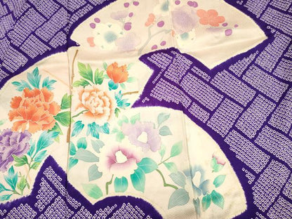 平和屋着物■訪問着　絞り　地紙花文　正絹　逸品　DABH5559ya