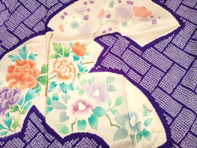 平和屋着物■訪問着　絞り　地紙花文　正絹　逸品　DABH5559ya