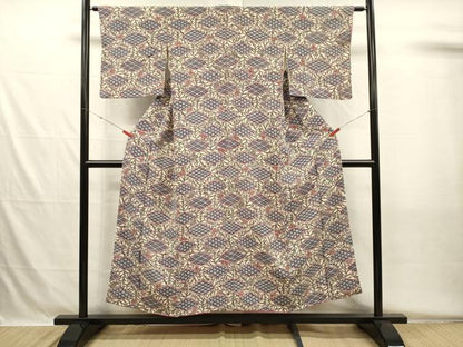 平和屋着物■上質な小紋　雲取り枝葉文　正絹　逸品　DABH5563ya