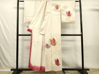 平和屋着物■訪問着　駒刺繍　舞蝶文　金銀彩　正絹　逸品　DABH5564ya