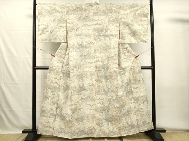 平和屋着物■上質な紬　風景花文　正絹　逸品　DABH5570ya