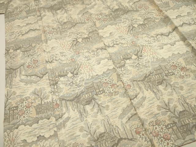 平和屋着物■上質な紬　風景花文　正絹　逸品　DABH5570ya