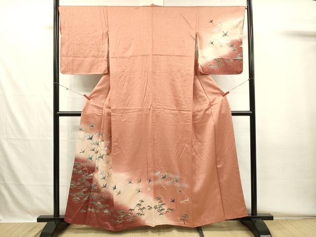 平和屋着物■訪問着　螺鈿　飛鶴松文　暈し染め　金銀彩　正絹　逸品　DABH5572ya