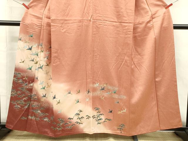 平和屋着物■訪問着　螺鈿　飛鶴松文　暈し染め　金銀彩　正絹　逸品　DABH5572ya