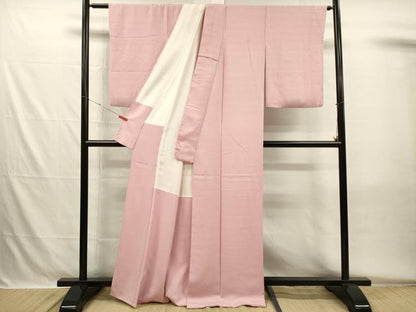 平和屋着物■上質な色無地　舞蝶地紋　虹色　正絹　逸品　DABH5574ya