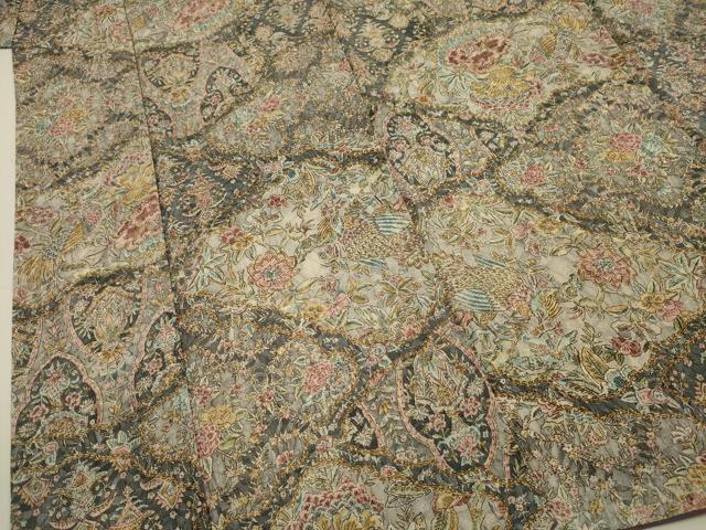 平和屋着物■上質な小紋　更紗花鳥文　鬼しぼ縮緬　正絹　逸品　DABH5575ya