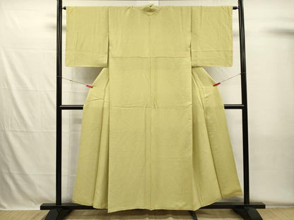 平和屋着物■上質な色無地　霞地紋　抹茶色　正絹　逸品　DABH5576ya