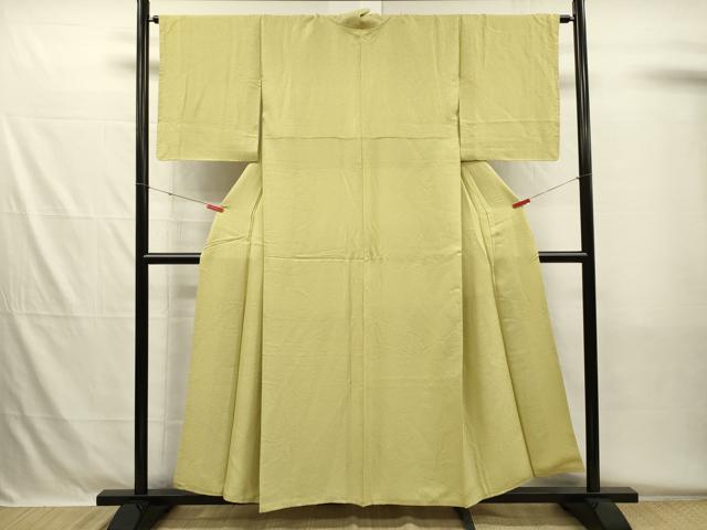 平和屋着物■上質な色無地　霞地紋　抹茶色　正絹　逸品　DABH5576ya