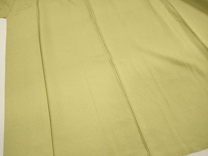 平和屋着物■上質な色無地　霞地紋　抹茶色　正絹　逸品　DABH5576ya
