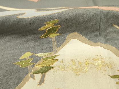 平和屋着物■訪問着　駒刺繍　風景文　金彩　正絹　逸品　DABH5579ya