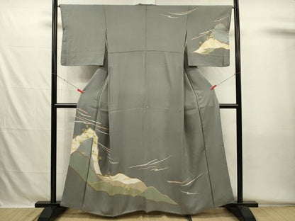 平和屋着物■訪問着　駒刺繍　風景文　金彩　正絹　逸品　DABH5579ya