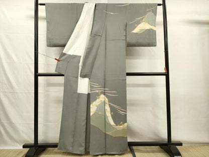 平和屋着物■訪問着　駒刺繍　風景文　金彩　正絹　逸品　DABH5579ya
