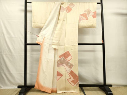 平和屋着物■訪問着　絞り　刺繍　色紙重ね花文　金彩　正絹　逸品　DABH5580ya