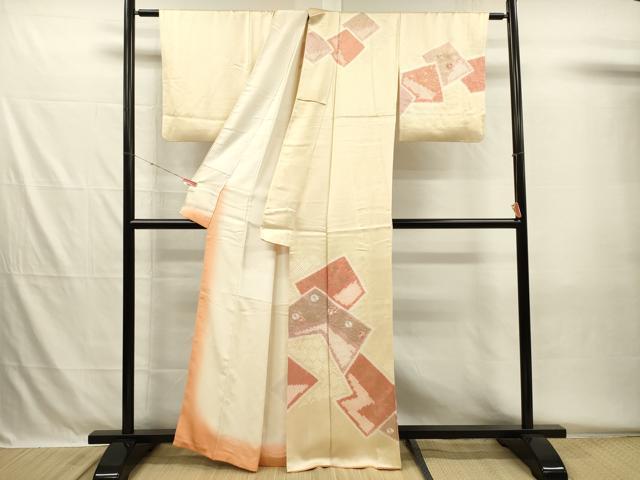 平和屋着物■訪問着　絞り　刺繍　色紙重ね花文　金彩　正絹　逸品　DABH5580ya