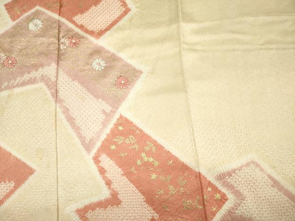 平和屋着物■訪問着　絞り　刺繍　色紙重ね花文　金彩　正絹　逸品　DABH5580ya