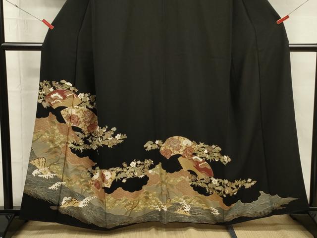 平和屋着物■豪華黒留袖　駒刺繍　地紙花唐草文　宝尽くし　金彩　正絹　逸品　DABH5581ya