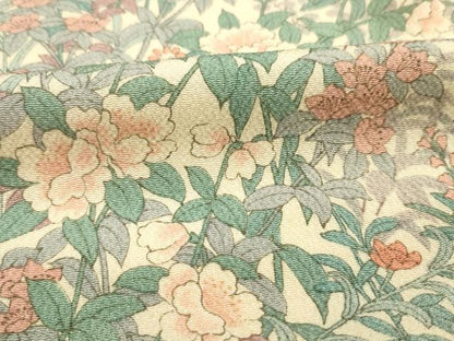 平和屋着物■上質な小紋　草花文　鬼しぼ縮緬　正絹　逸品　DABH5582ya