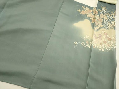 平和屋着物■豪華色留袖　駒刺繍　草花文　暈し染め　金彩　正絹　逸品　DABH5583ya