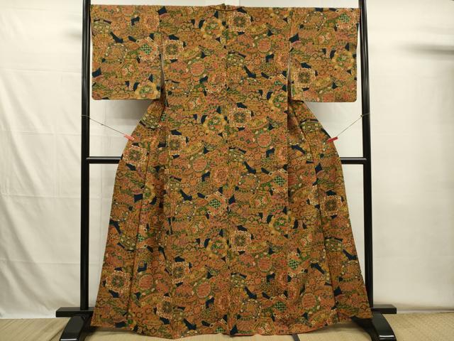 平和屋着物■上質な小紋　陶器花文　正絹　逸品　DABH5587ya
