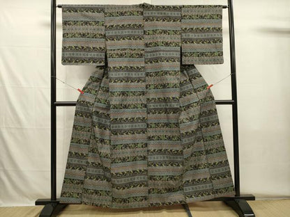 平和屋着物■本場大島紬　7マルキ　横段花文　正絹　逸品　DABH5592ya