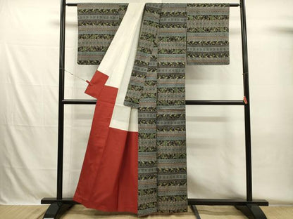 平和屋着物■本場大島紬　7マルキ　横段花文　正絹　逸品　DABH5592ya