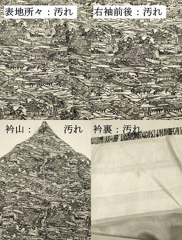平和屋着物■上質な小紋　型染め　風景文　正絹　逸品　DABH5593ya