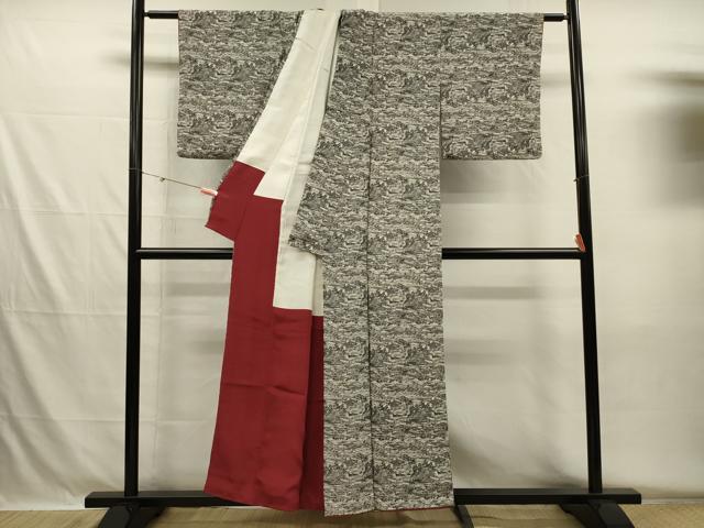 平和屋着物■上質な小紋　型染め　風景文　正絹　逸品　DABH5593ya