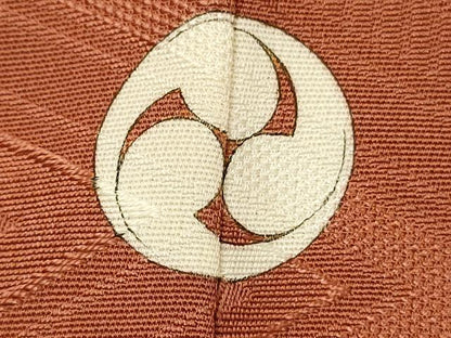 平和屋着物■上質な色無地　菱地紋　樺色　正絹　逸品　DABH5594ya