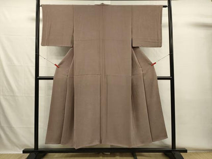 平和屋着物■上質な色無地　立波草葉地紋　胡桃染色　正絹　逸品　DABH5597ya