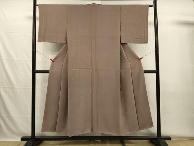 平和屋着物■上質な色無地　立波草葉地紋　胡桃染色　正絹　逸品　DABH5597ya