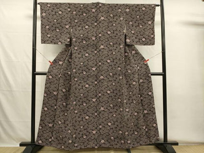 平和屋着物■上質な小紋　舞楓文　黒地　正絹　逸品　DABH5598ya