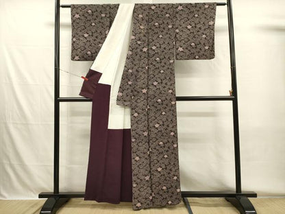 平和屋着物■上質な小紋　舞楓文　黒地　正絹　逸品　DABH5598ya
