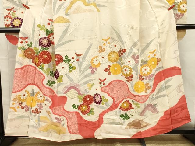 平和屋着物■豪華振袖　駒刺繍　絞り　流水花文　金彩　正絹　逸品　DABH5602ya